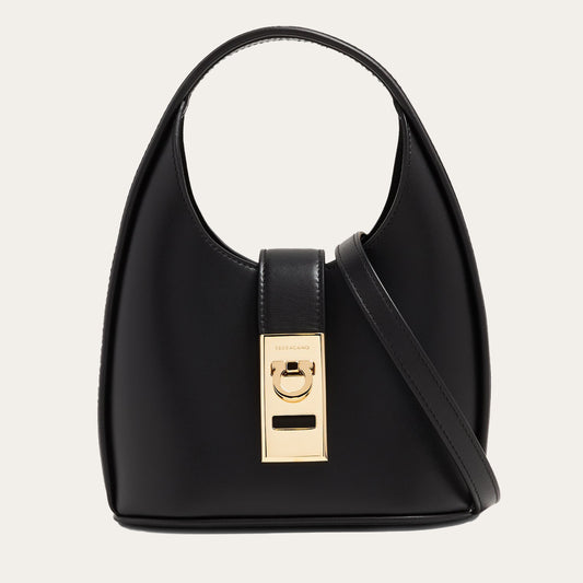 Mini Gancini Buckle Leather Hobo Bag